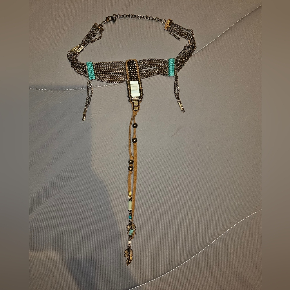 Bohemian Turquoise Accent Layered Pendant Necklace
